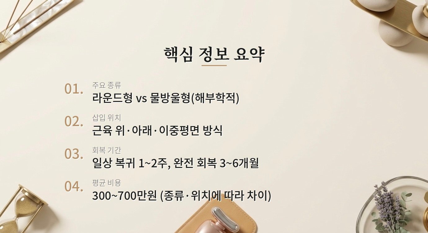 가슴 성형 보형물, 어떤 종류를 선택해야 하나요? 핵심 정보