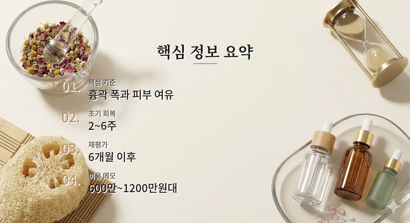 가슴 보형물 사이즈 회복 과정에서 어떤 신호를 먼저 확인해야 하나요? 핵심 정보 요약 이미지