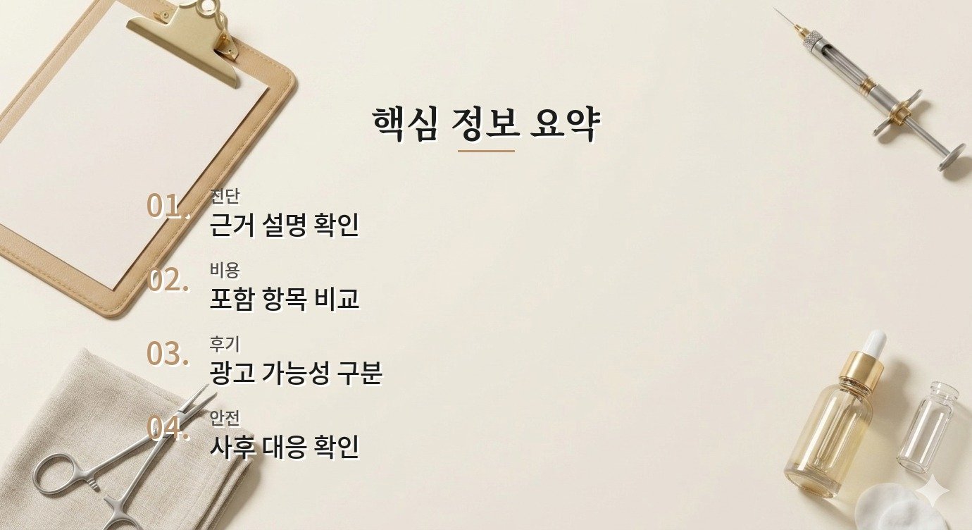 부작용 동의서 비교 상담 순서와 결정 기준 핵심 정보 요약 이미지