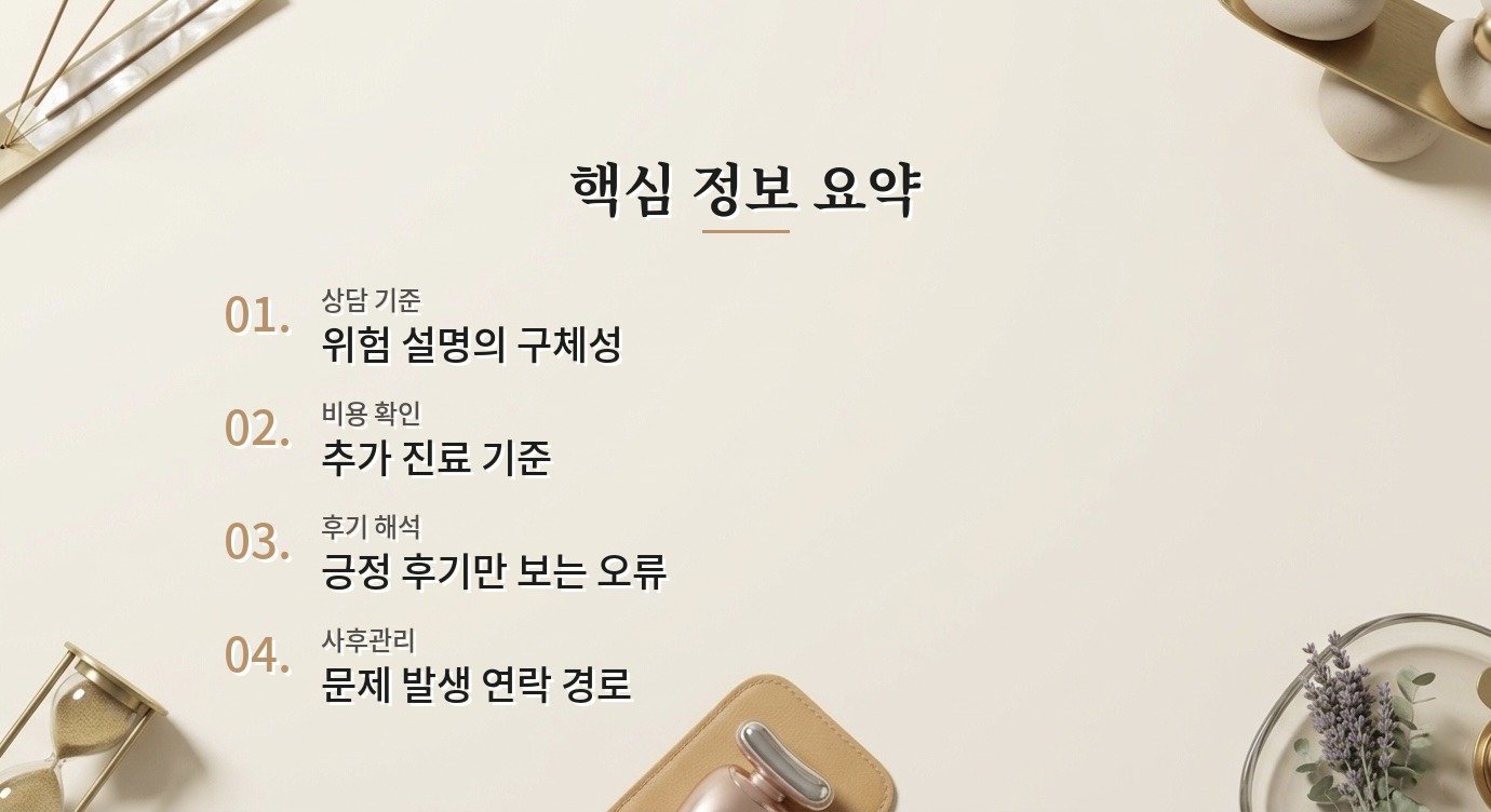 부작용 동의서 확인 선택 전에 어떤 안전 기준을 확인해야 하나요? 핵심 정보 요약 이미지