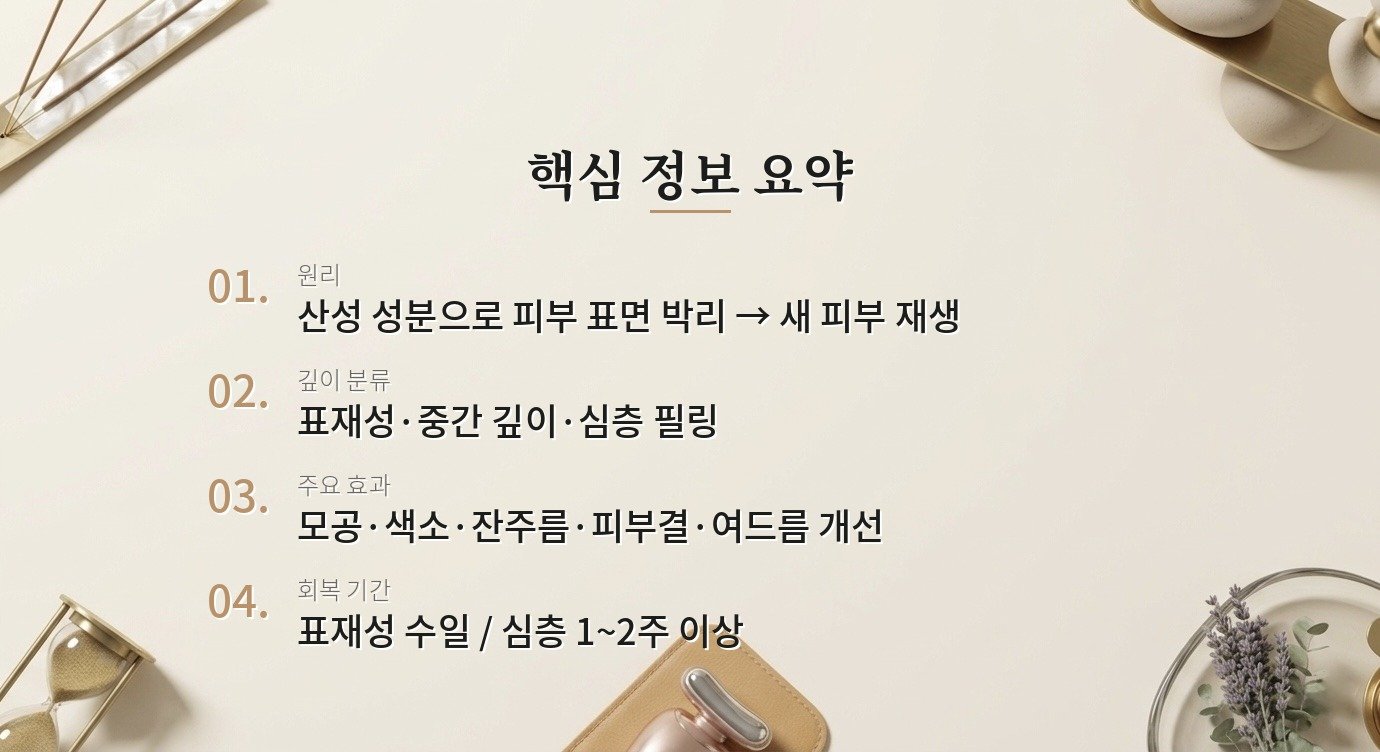 케미컬 필링은 어떤 종류가 있고, 피부에 어떤 효과가 있나요? 핵심 정보
