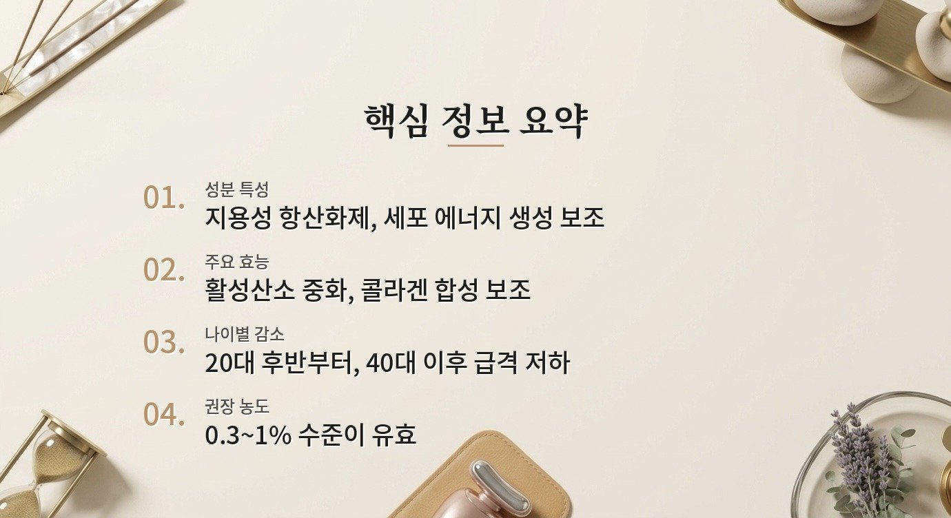 코엔자임Q10이 피부 노화 예방에 도움이 되나요? 핵심 정보