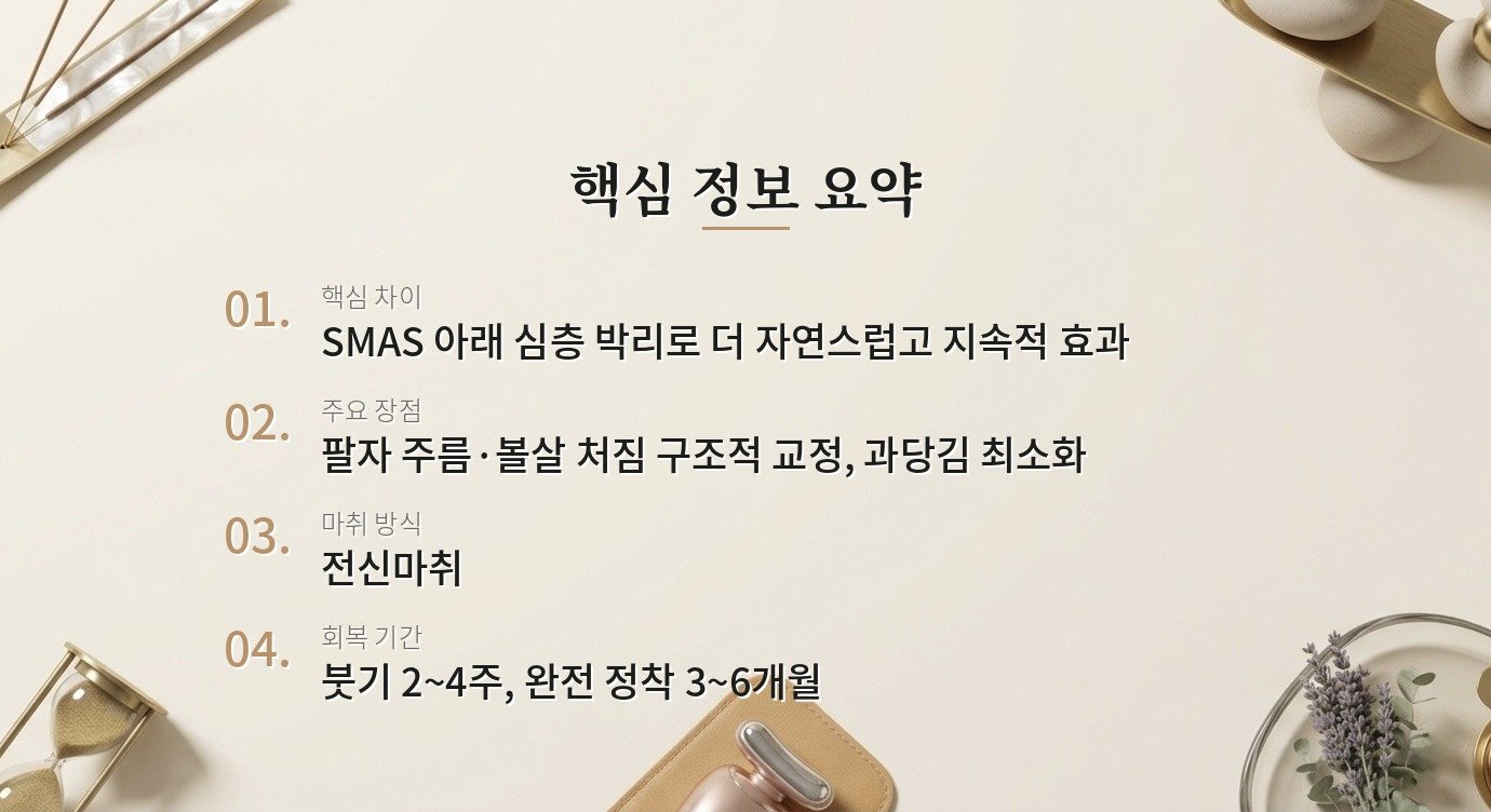 딥플레인 페이스리프팅은 일반 페이스리프팅과 무엇이 다른가요? 핵심 정보