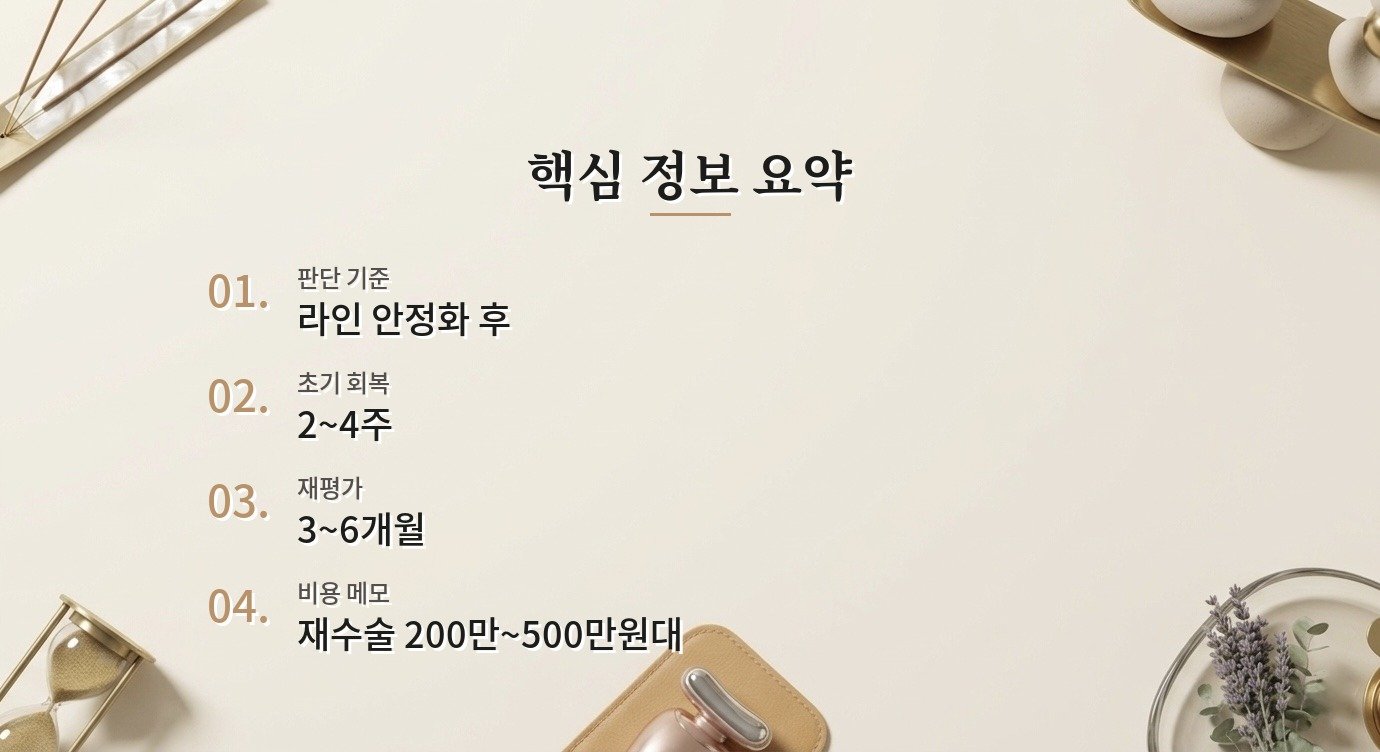 쌍꺼풀 재수술 시점 수술 상담에서 꼭 확인할 체크리스트 핵심 정보 요약 이미지