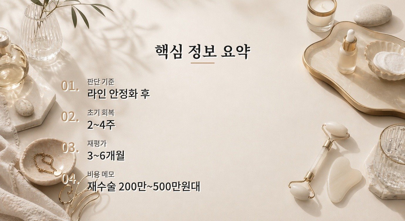 쌍꺼풀 재수술 시점 상담 견적에서 확인할 비용 구조 핵심 정보 요약 이미지