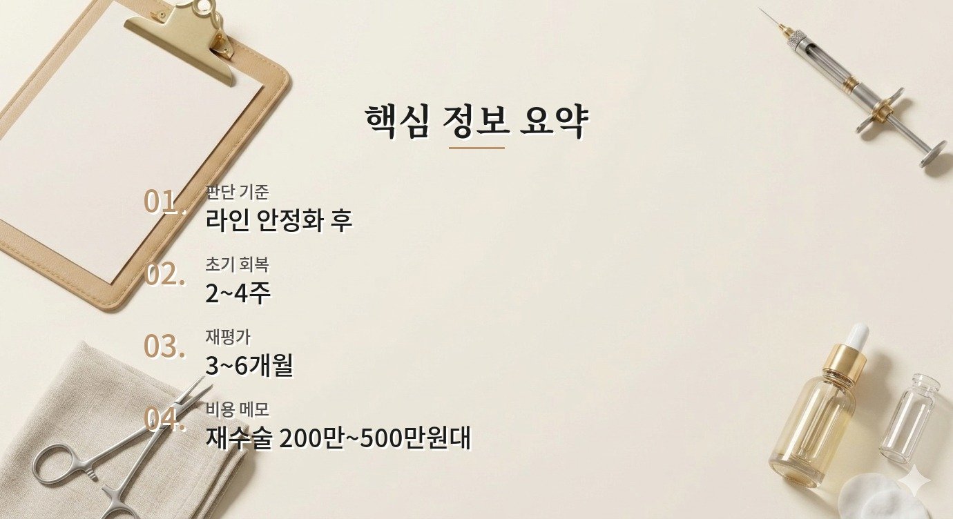 쌍꺼풀 재수술 시점 부작용 신호와 병원 문의 기준 핵심 정보 요약 이미지