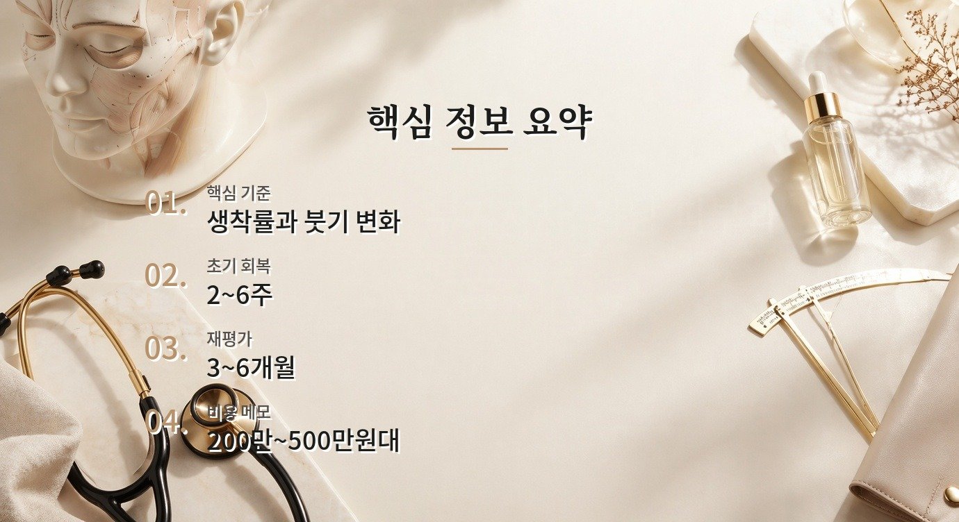 얼굴 지방이식 과주입 결과 안정화 시기와 재평가 기준 핵심 정보 요약 이미지