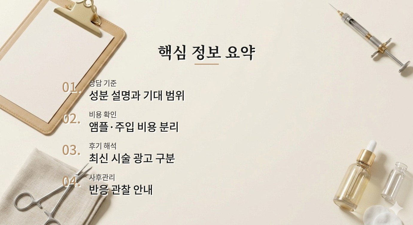 엑소좀 스킨부스터 병원 병원 비용 차이와 견적 비교 기준 핵심 정보 요약 이미지