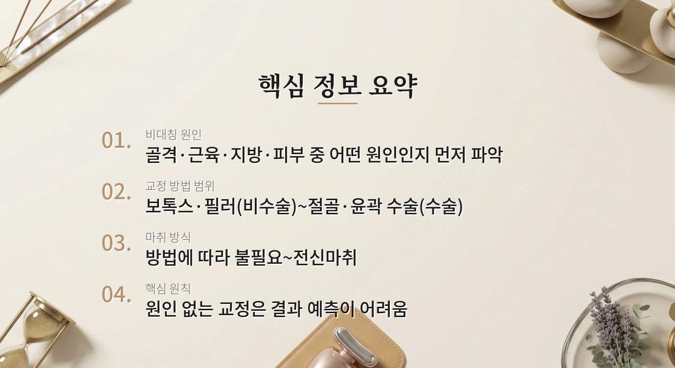 얼굴 비대칭 교정은 어떤 방법으로 개선할 수 있나요? 핵심 정보