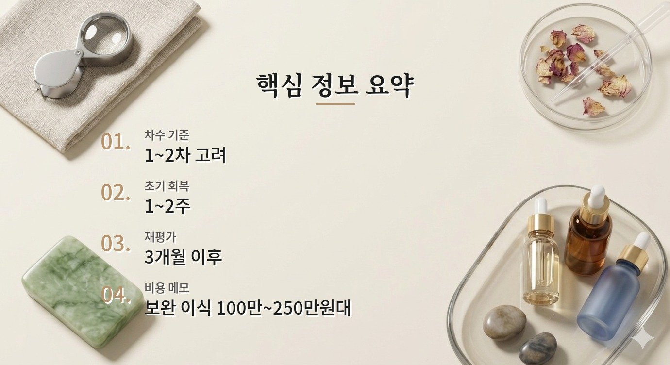 이마 지방이식 차수 비용과 회복 기준은 어떻게 비교해야 하나요? 핵심 정보 요약 이미지