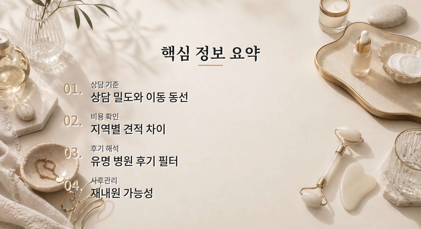 강남 병원 비교 병원 선택 기준과 상담 전 체크포인트 핵심 정보 요약 이미지