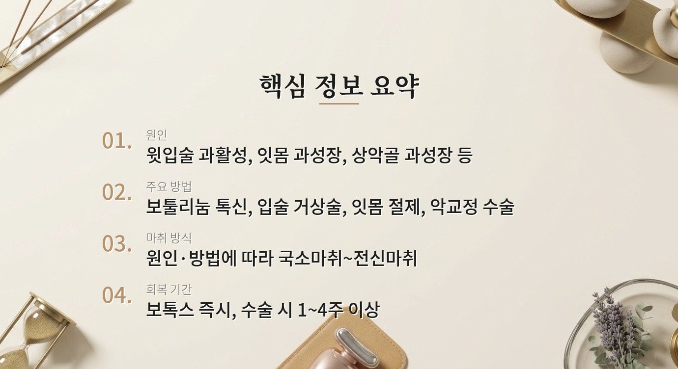 웃을 때 잇몸이 많이 보이는 거미 스마일, 교정할 수 있나요? 핵심 정보
