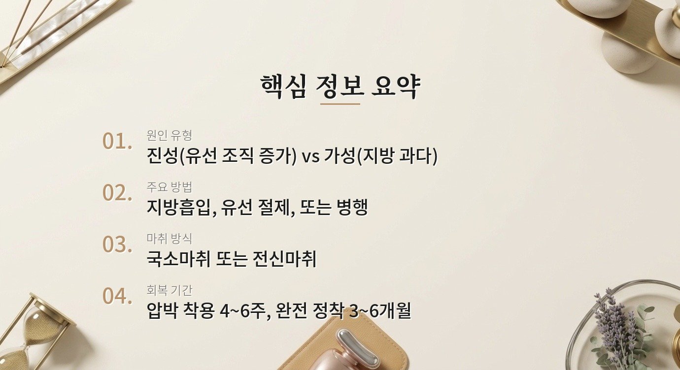 남성 여성형 유방(여유증)은 수술로 교정이 가능한가요? 핵심 정보