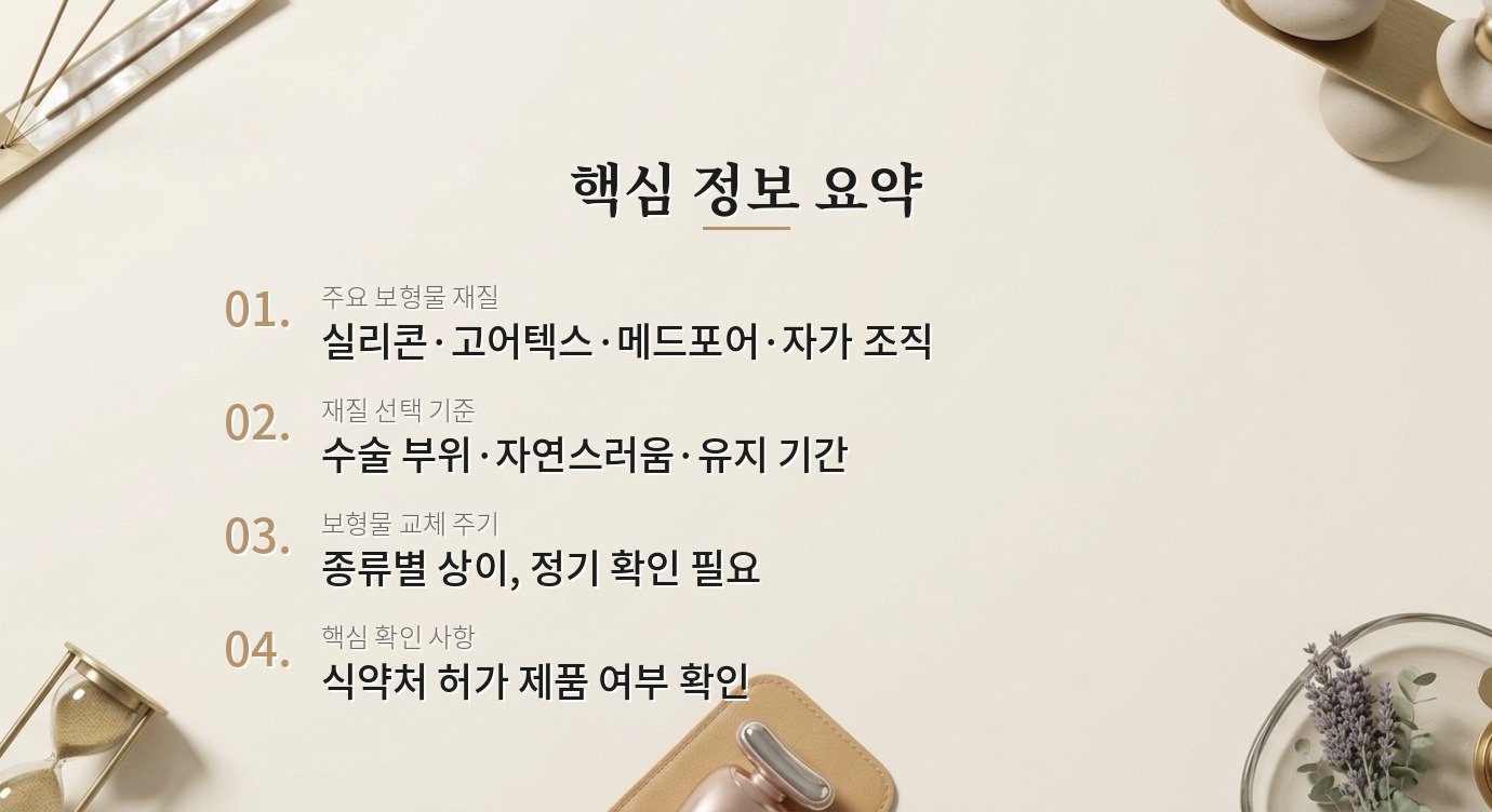 성형 수술에 사용되는 보형물 종류와 재질 차이를 알아야 하나요? 핵심 정보