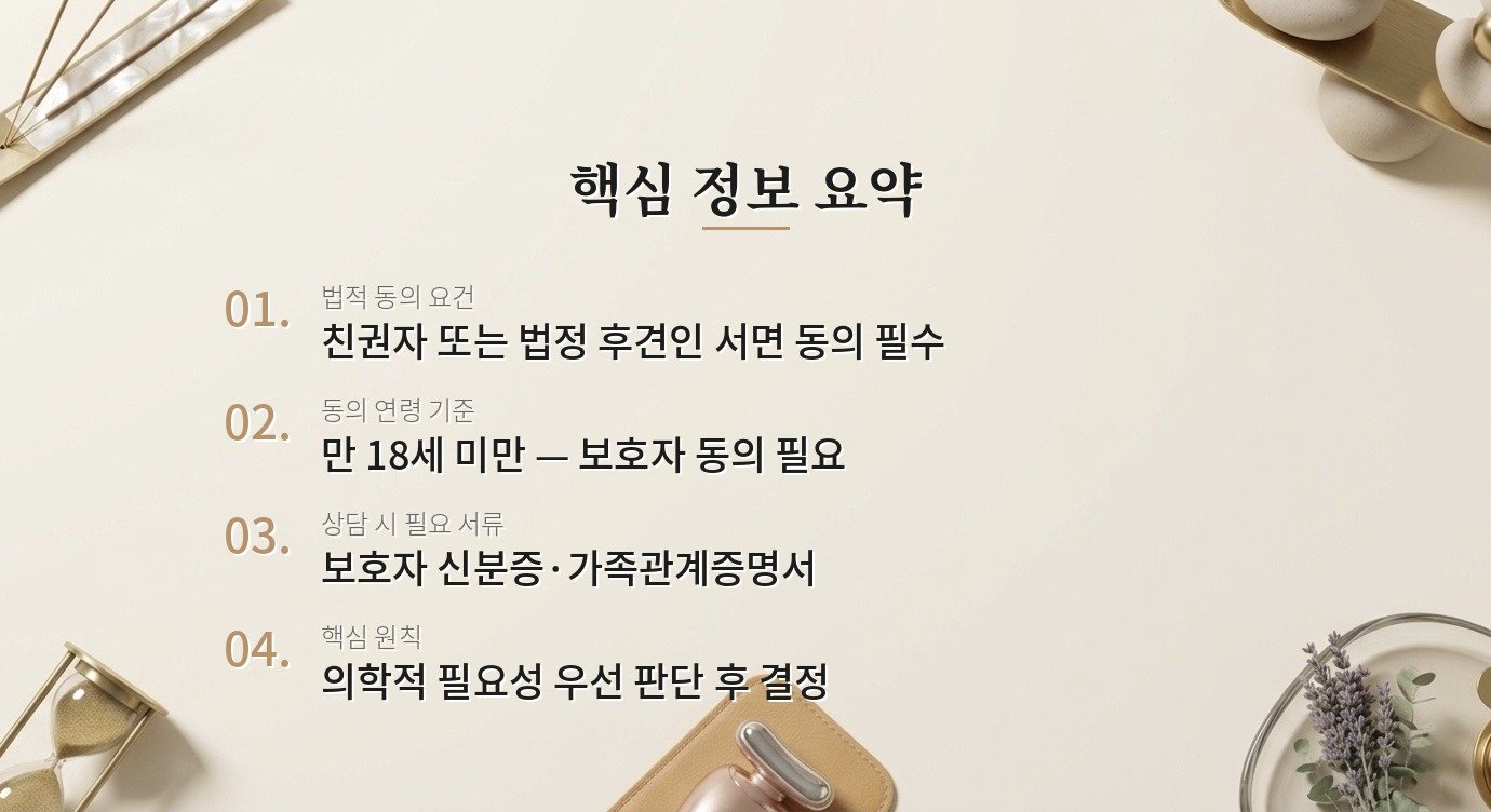 미성년자가 성형 수술을 받으려면 어떤 절차가 필요한가요? 핵심 정보