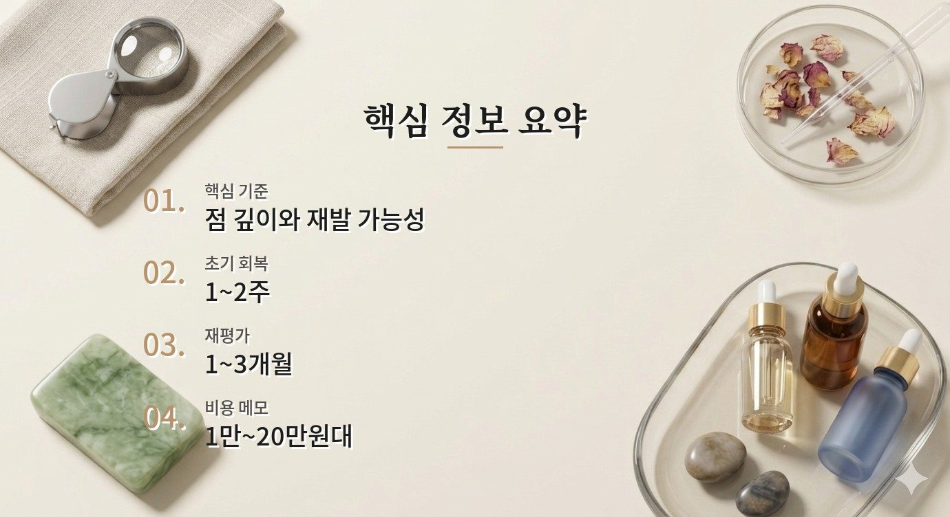 점 제거 흉터 회복 중 주의해야 할 증상 정리 핵심 정보 요약 이미지