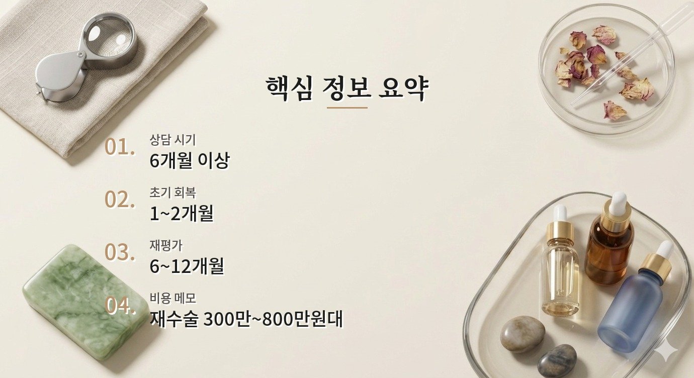 코 재수술 시기 결정 전 물어봐야 할 상담 기준 핵심 정보 요약 이미지