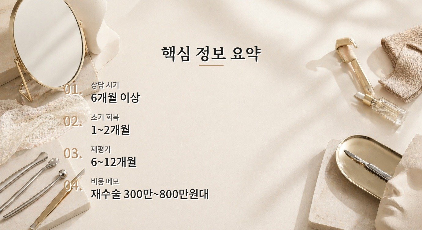 코 재수술 시기 수술 전 확인할 비용·회복·주의점 가이드 핵심 정보 요약 이미지