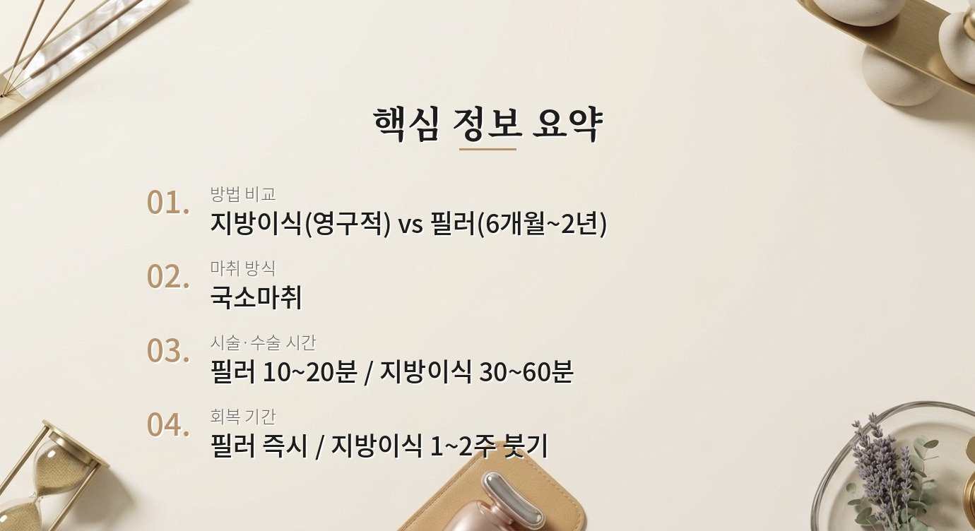 애교살 수술은 지방이식과 필러 중 어떤 게 더 좋은가요? 핵심 정보