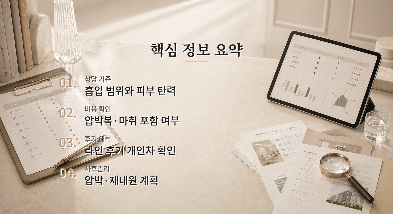 지방흡입 병원 안전 기준과 사후관리 체크포인트 핵심 정보 요약 이미지