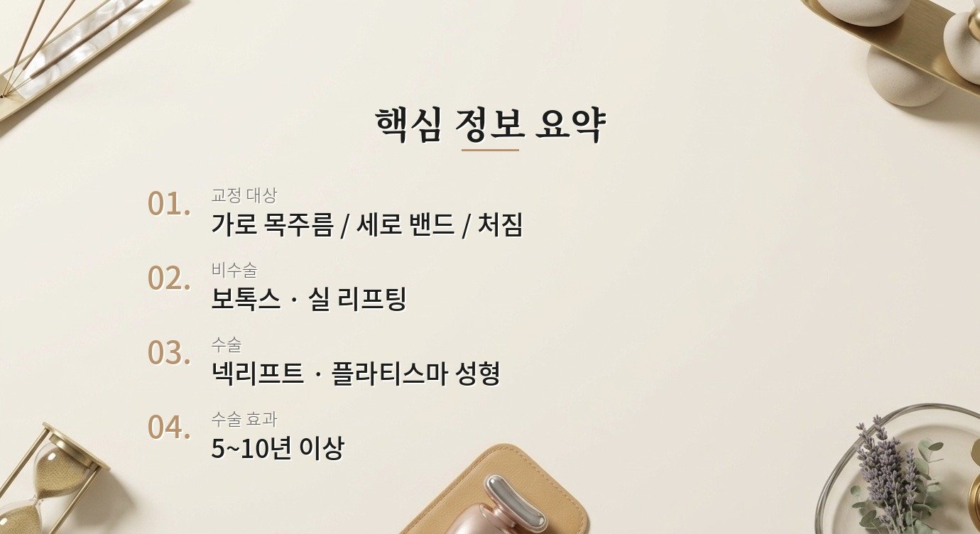 목주름과 플라티스마 밴드, 어떻게 교정할 수 있을까요? 핵심 정보