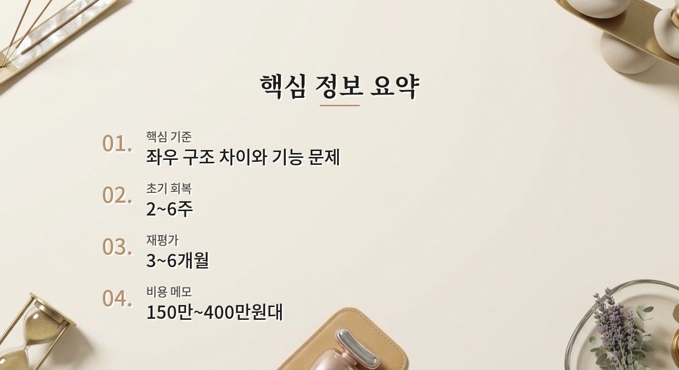 눈 비대칭 교정 변화가 자리 잡는 기간과 관찰 기준 핵심 정보 요약 이미지