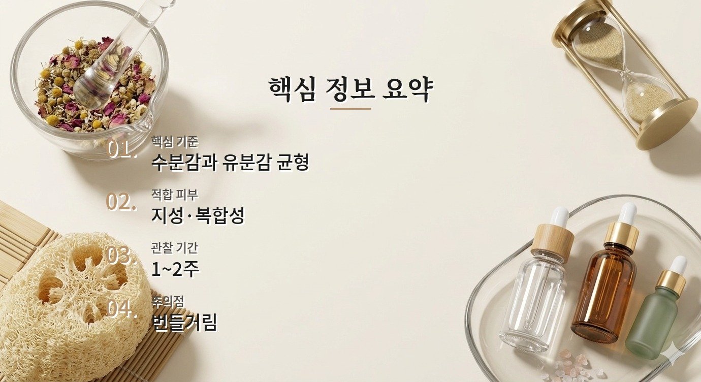 지성 피부 보습제 루틴은 어떤 순서로 시작해야 하나요? 핵심 정보 요약 이미지