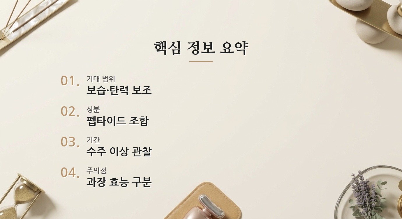 펩타이드 앰플은 탄력 관리에 어떤 기준으로 고르나요? 핵심 정보