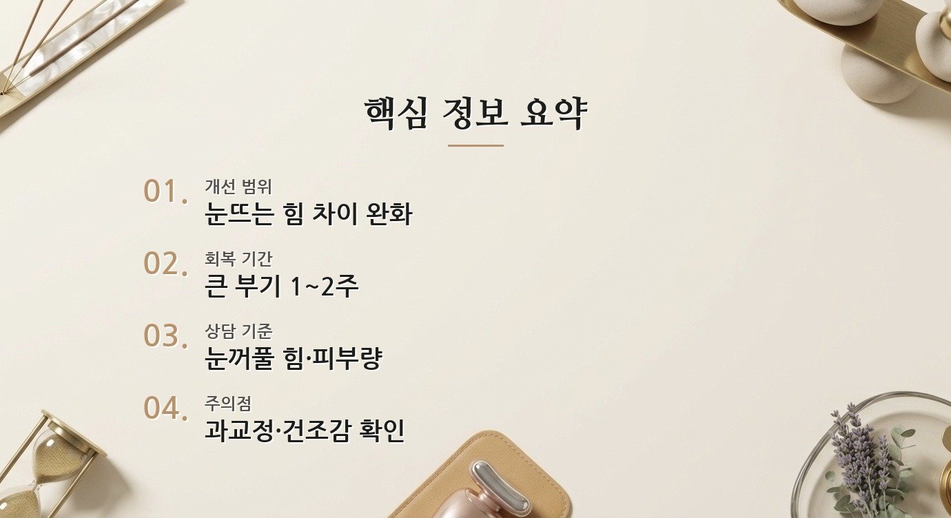 눈매교정하면 짝눈이 얼마나 좋아질 수 있나요? 핵심 정보