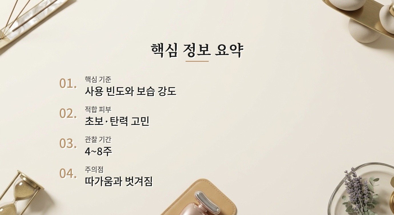 레티놀 각질 반응 효과 관찰 기간과 루틴 조정 기준 핵심 정보 요약 이미지