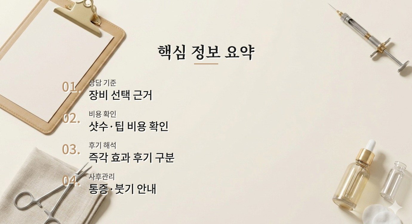 리프팅 병원 비용과 사후관리는 어떻게 비교해야 하나요? 핵심 정보 요약 이미지