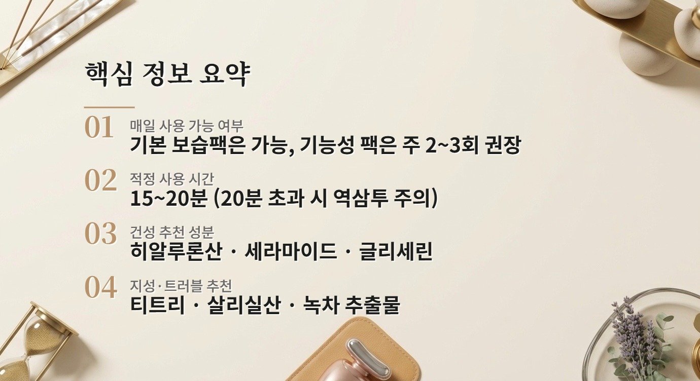 마스크팩 매일 써도 되나요? 피부 타입별 추천 성분 완벽 정리 핵심 정보