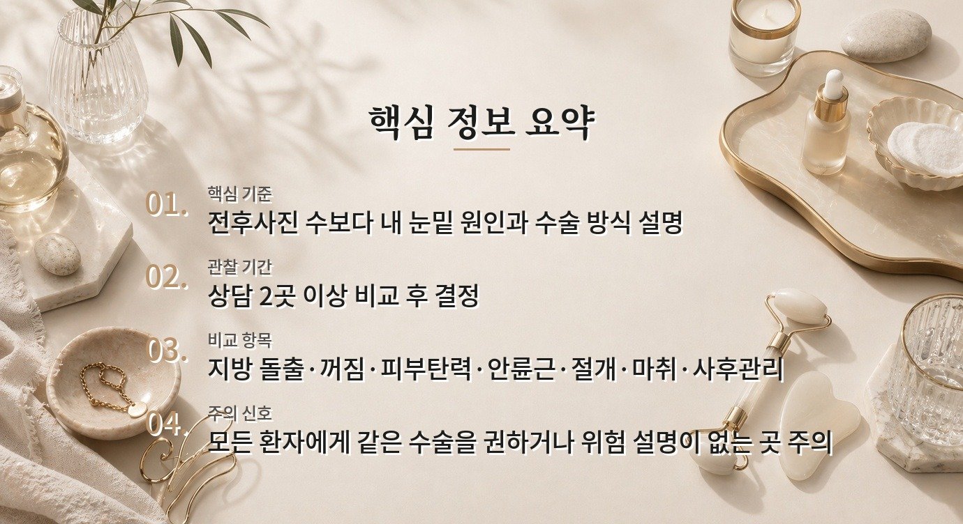 눈밑지방재배치 병원은 전후사진이 많은 곳을 고르면 되나요? 비교 가이드