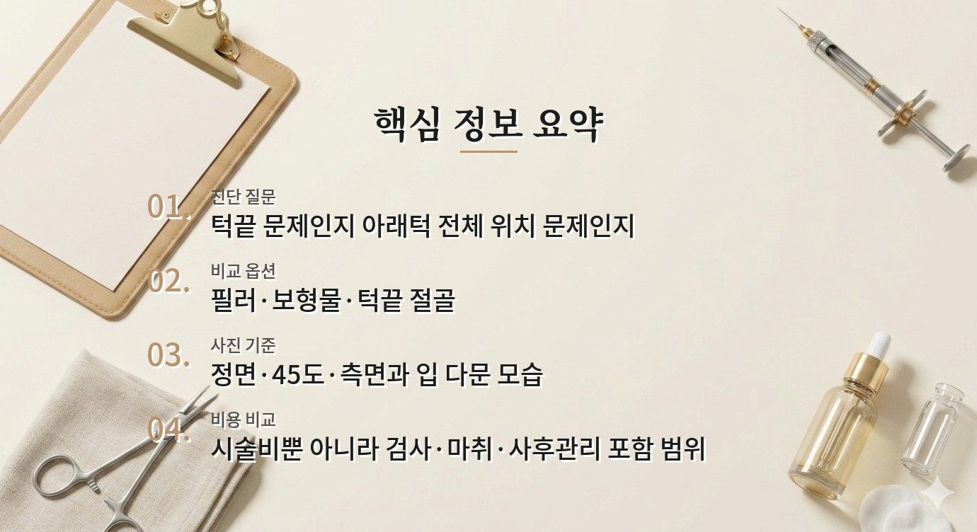 남자 턱끝 교정 병원 비교, 필러·보형물·절골을 한 번에 비교하는 상담 기준 비교 가이드