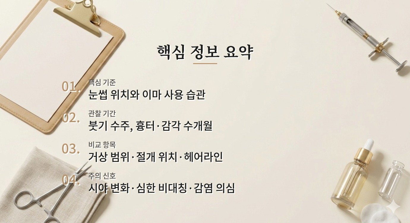 이마거상과 눈썹거상, 눈이 답답해 보일 때 절개 위치보다 먼저 볼 것 비교 가이드