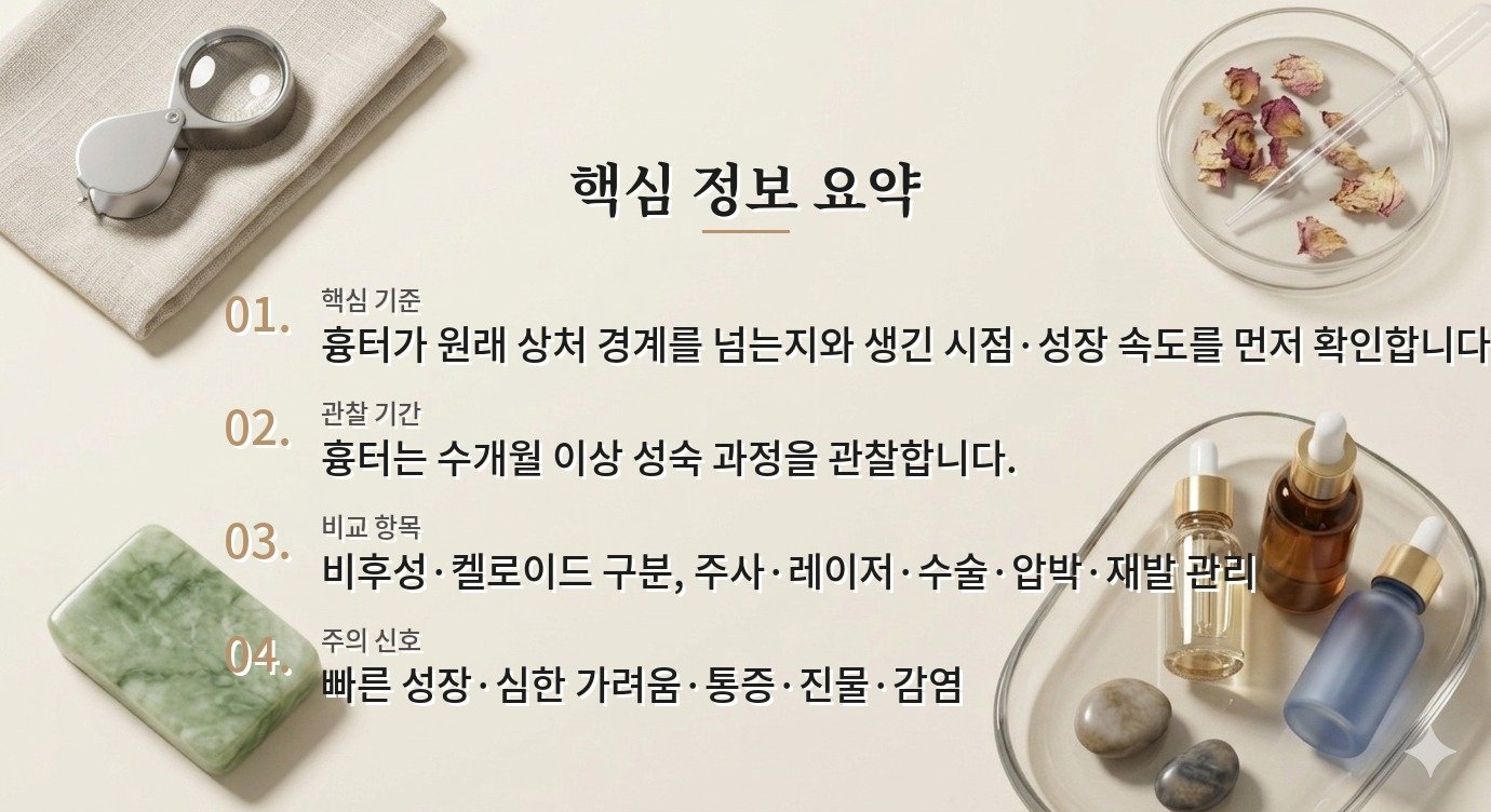 남자 수술 흉터 병원, 비후성 흉터와 켈로이드를 먼저 구분해야 하는 이유 비교 가이드