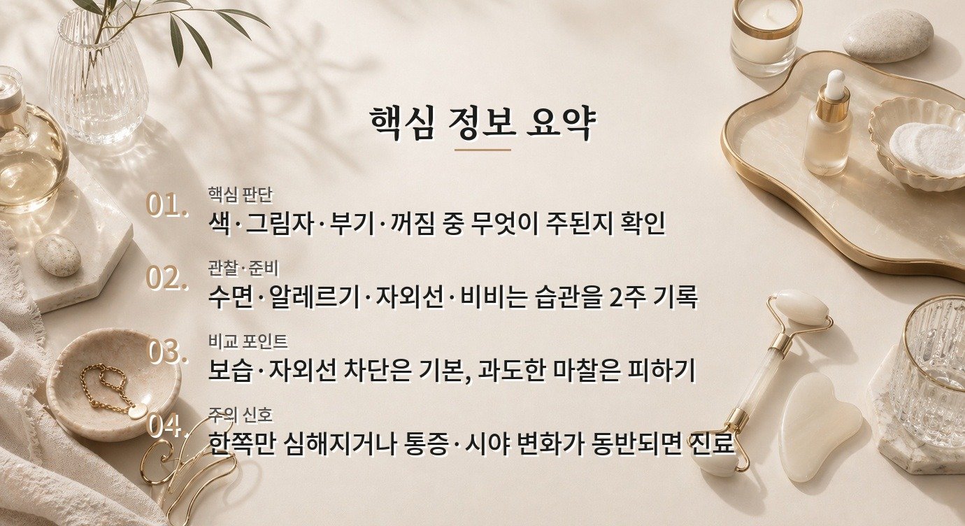 남자 다크서클, 수면 부족·혈관·색소·꺼짐을 나눠 보는 홈케어 한계 비교 가이드