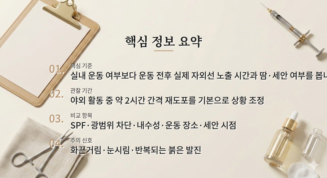 헬스 전 선크림과 운동 후 재도포, 땀 많은 남자의 선케어 루틴 비교 가이드