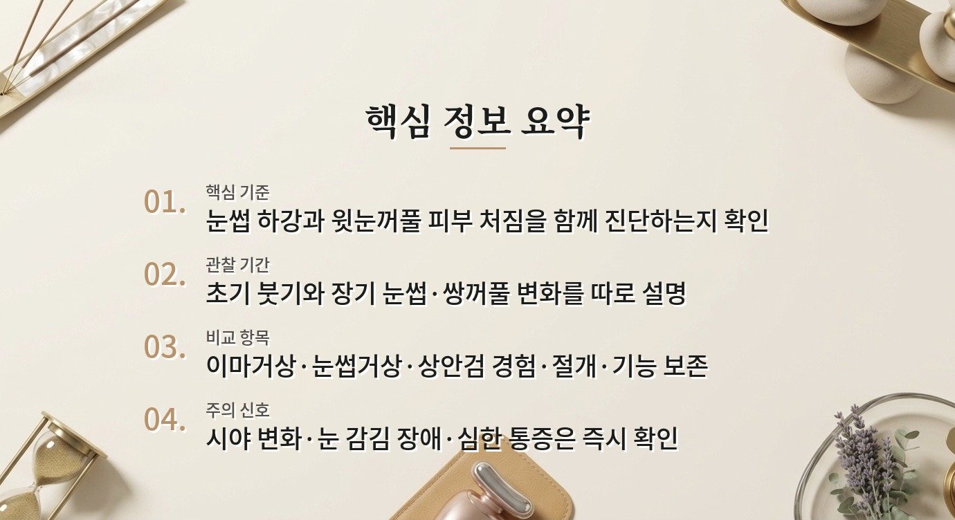 눈썹거상 병원은 상안검 수술 경험도 함께 봐야 하나요? 비교 가이드