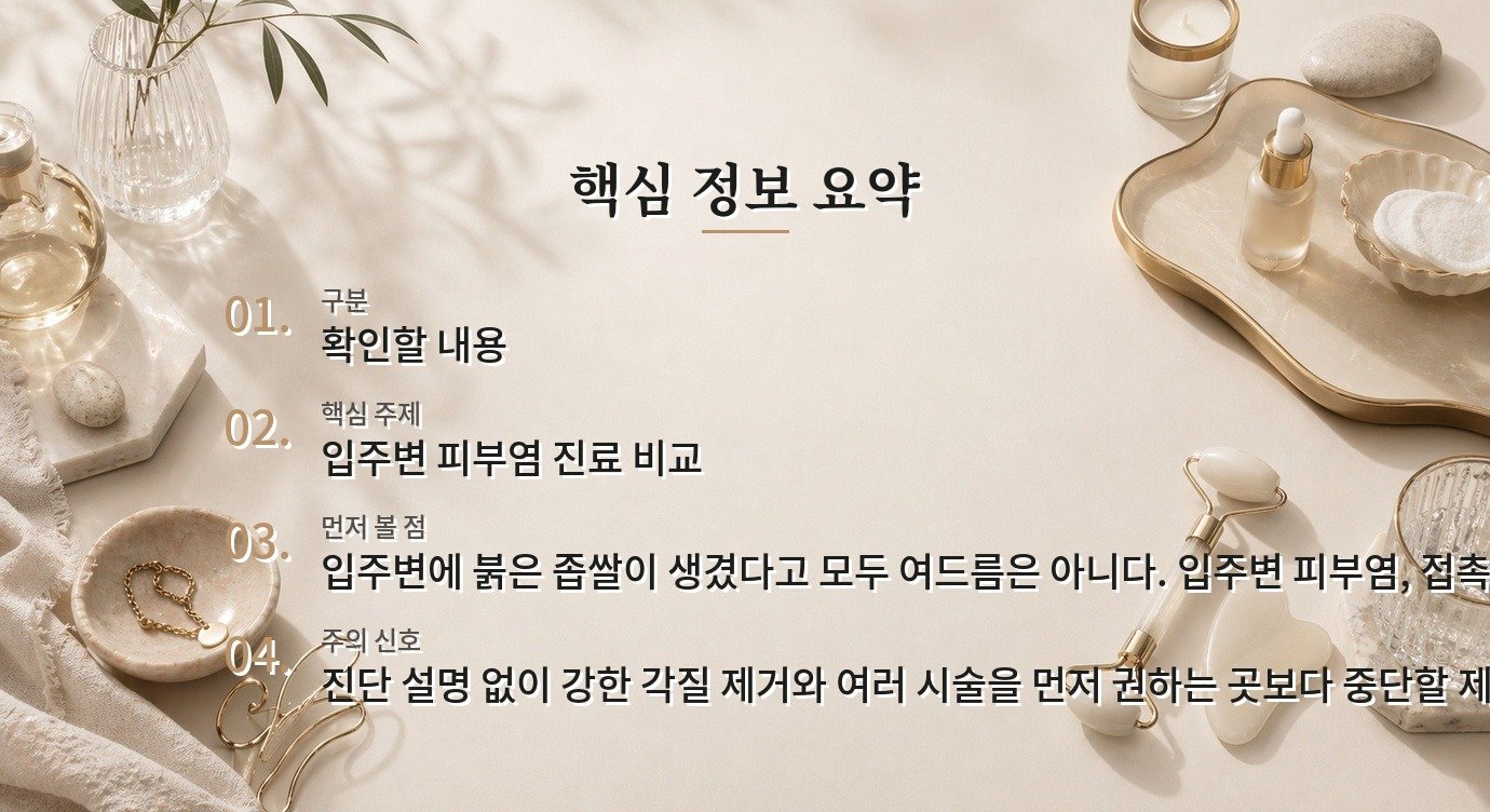 입주변 피부염 병원 비교, 여드름 치료와 다른 진단 과정을 확인하기 비교 가이드