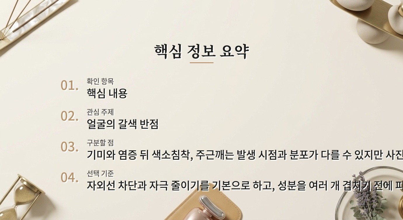 기미처럼 보이는 갈색 자국, 집에서 구분 가능한 범위 비교 가이드