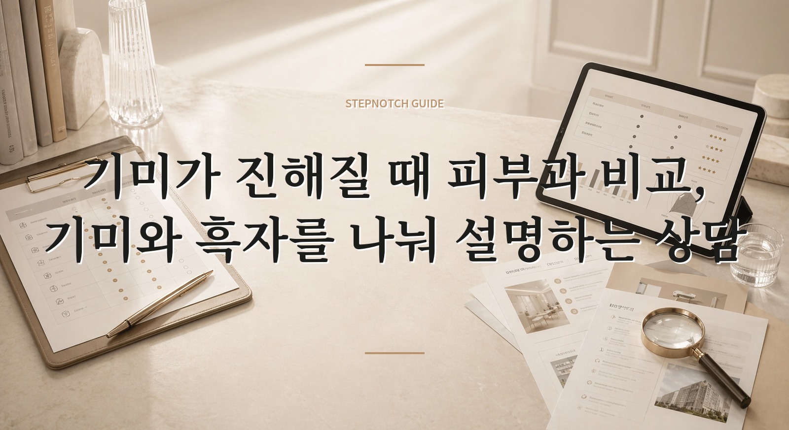 기미가 진해질 때 피부과 비교, 기미와 흑자를 나눠 설명하는 상담