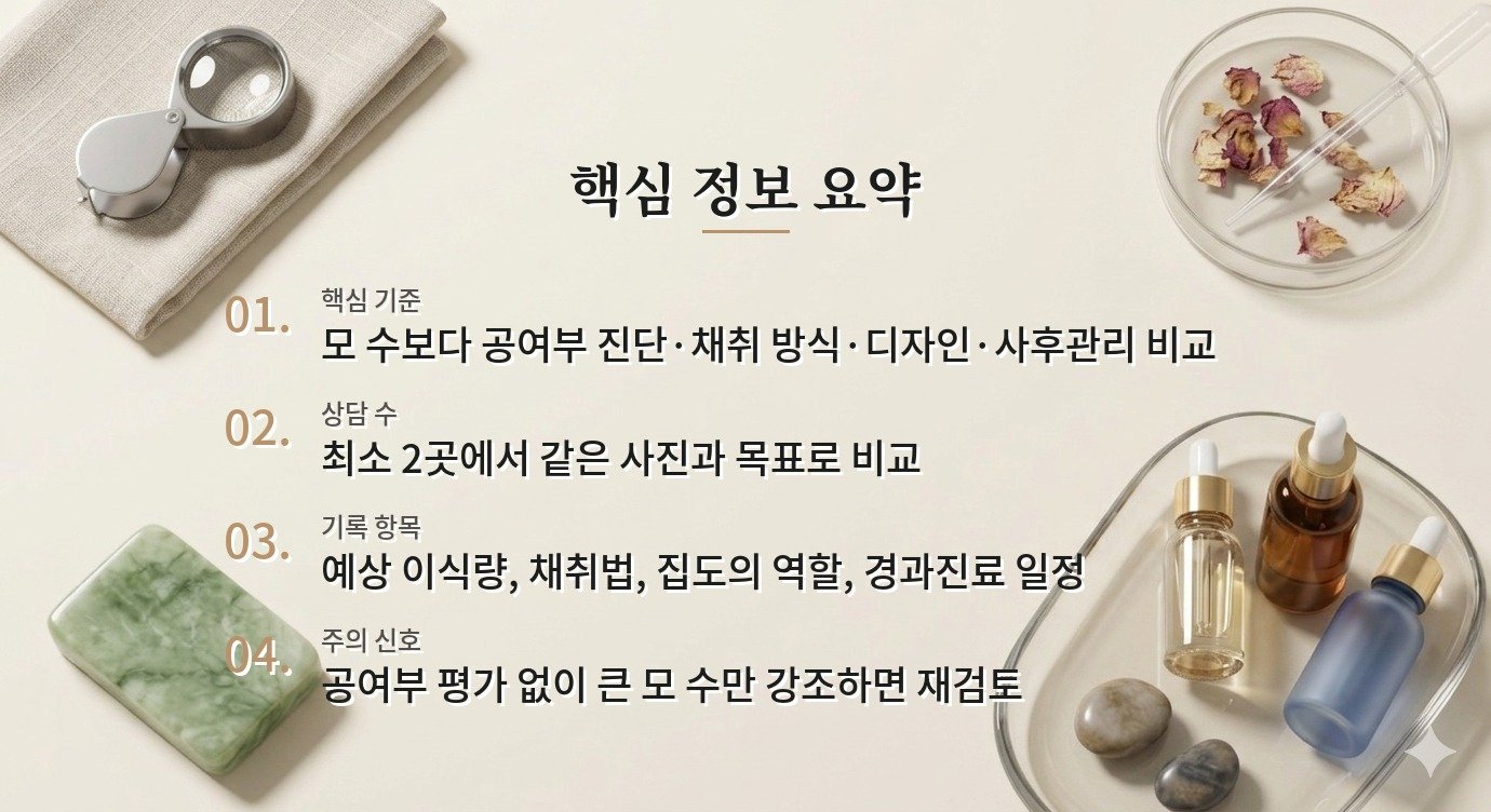 모발이식 병원 비교, 이식모 수보다 채취 방식·디자인·사후관리 확인 순서 비교 가이드