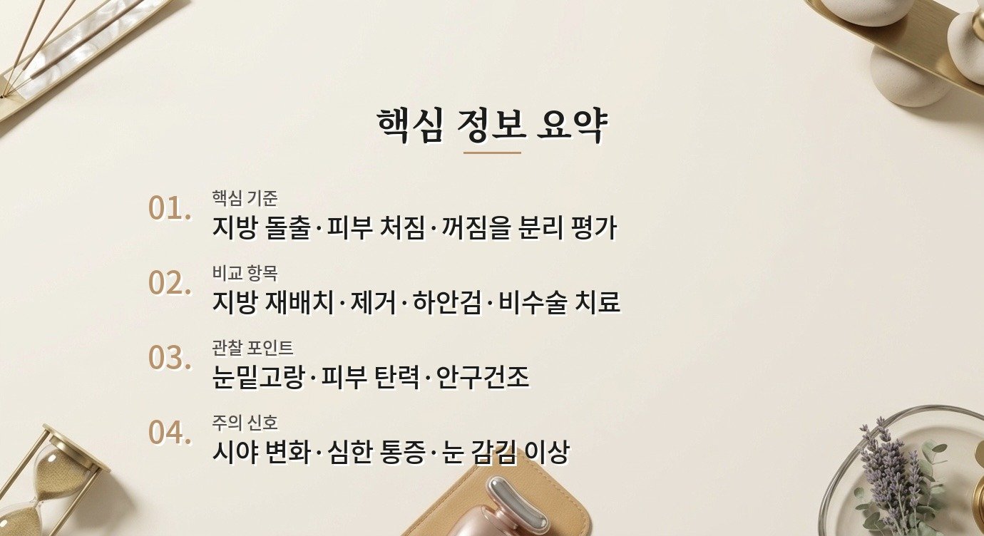 남자 눈밑지방재배치는 눈 밑이 불룩하면 모두 필요한가요? 비교 가이드