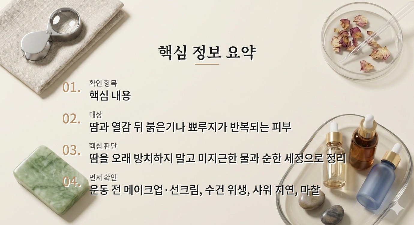 운동 직후 얼굴 열감과 트러블을 줄이는 세안 타이밍 비교 가이드