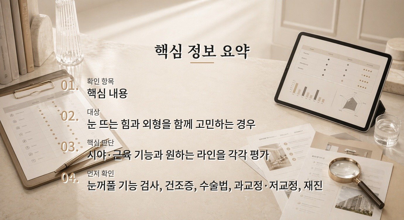 남자 안검하수 상담, 안과와 성형외과에서 확인할 항목 비교 가이드