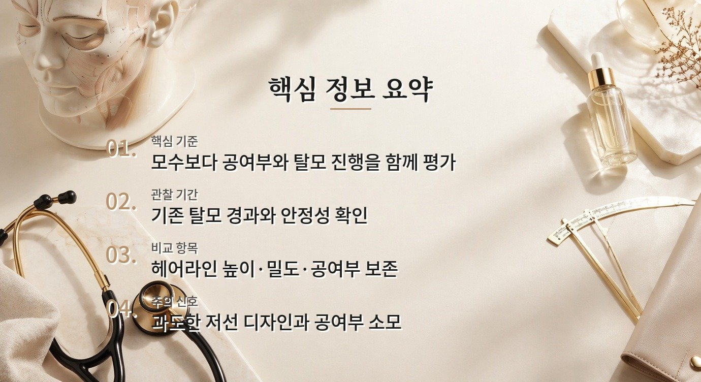 남자 M자 모발이식은 몇 모를 심어야 자연스러울까요? 비교 가이드