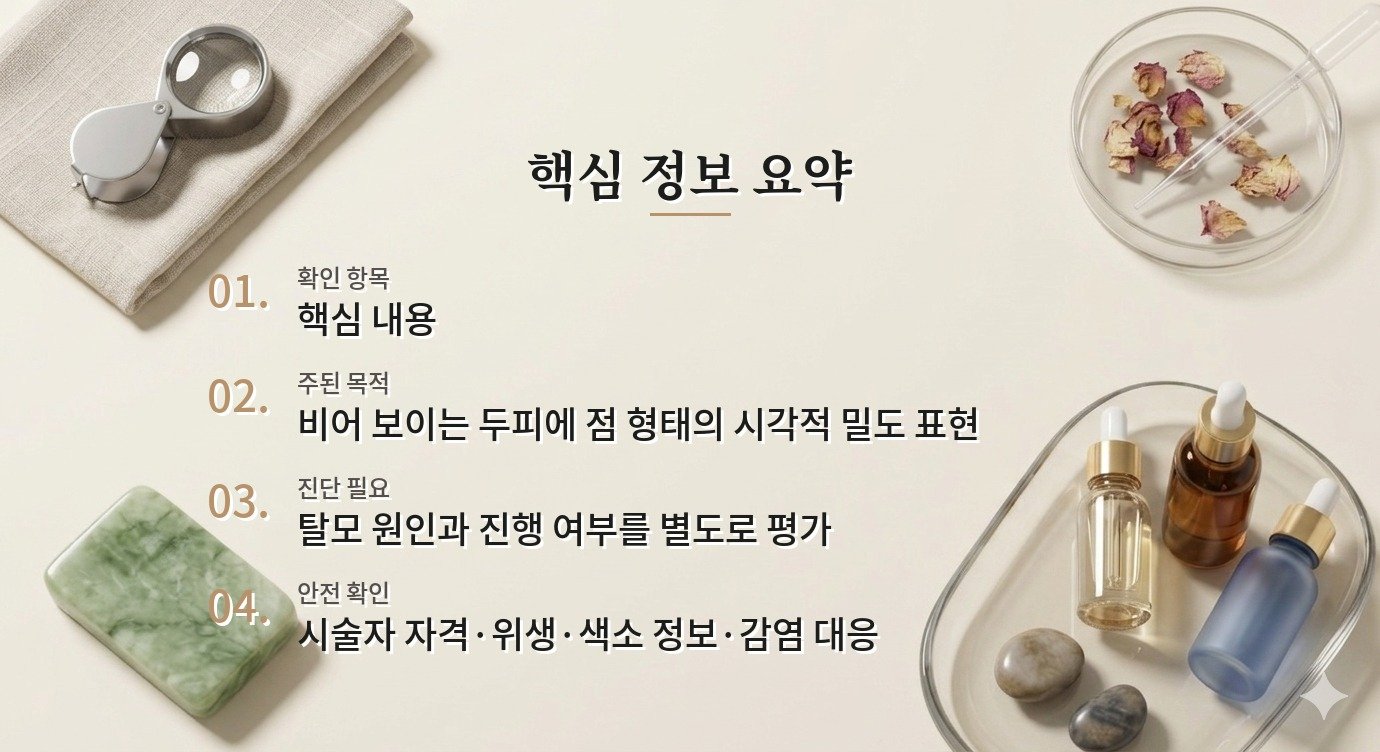 두피 문신 병원 비교, 탈모 진단과 색 번짐·제거 가능성을 함께 확인하기 비교 가이드