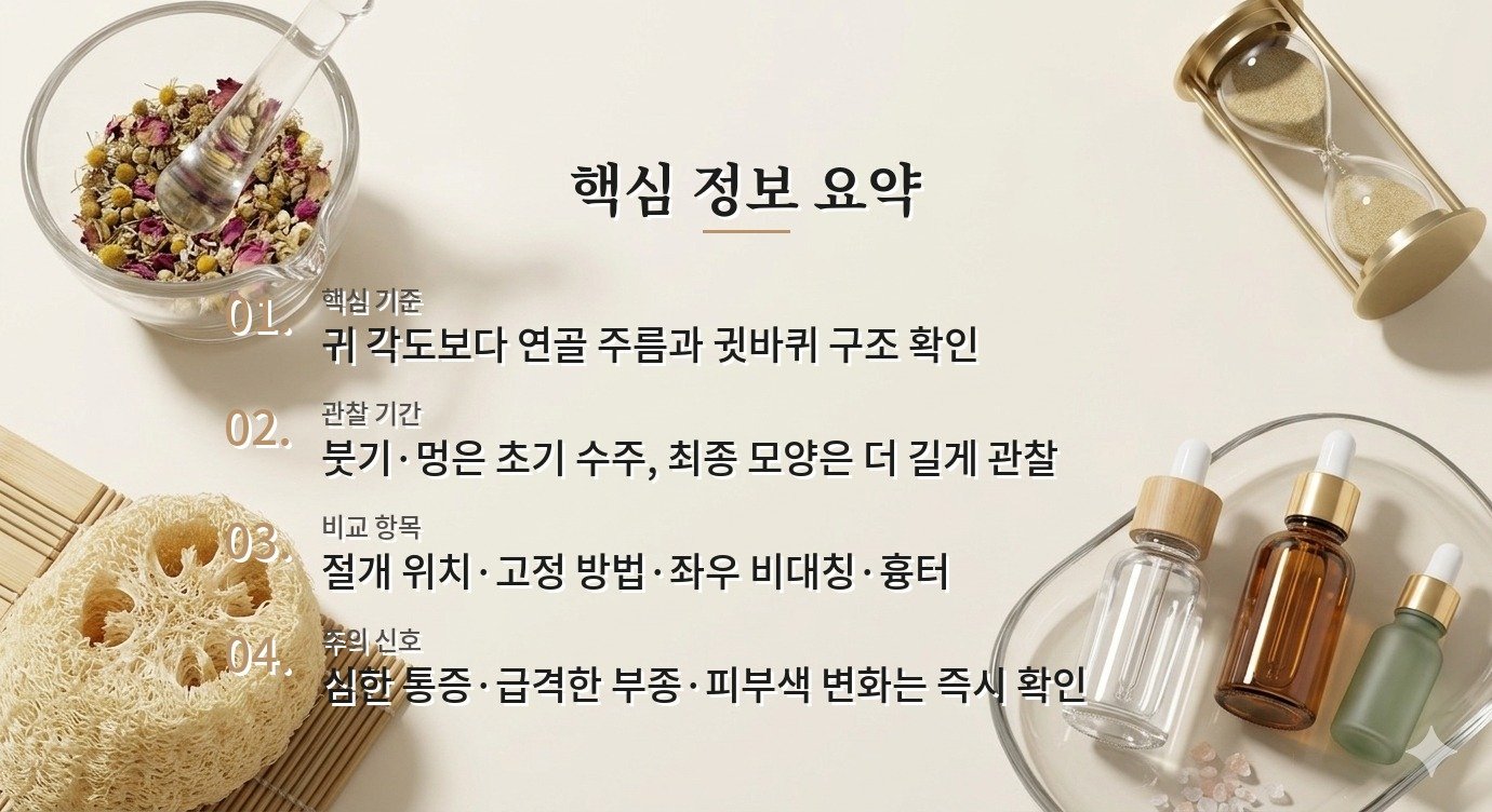 남자 돌출귀 교정, 귀 각도와 연골 모양에 따라 절개가 달라지는 이유 비교 가이드