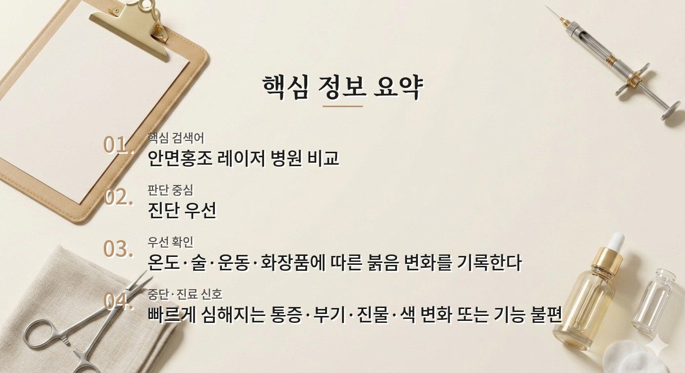 안면홍조 레이저 병원 비교, 주사피부염과 단순 홍조를 구분하는 상담 기준 비교 가이드